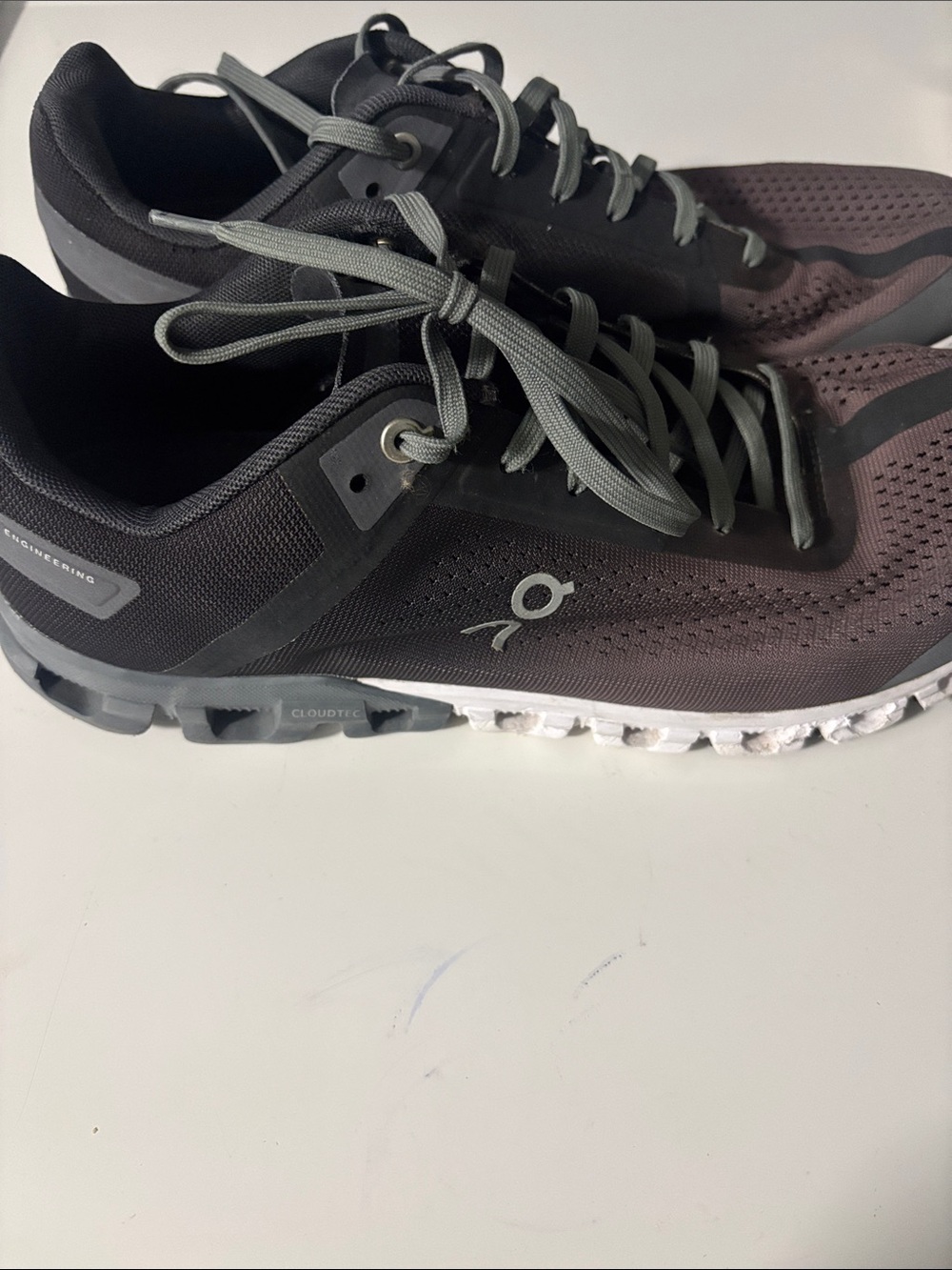 On Running Men's Sneakers in Black and Gray with White Sole